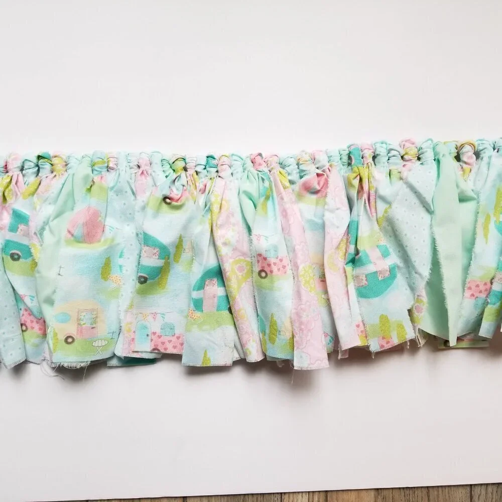 Fabric Banner Wall Hanging | Cubicle Decor, Fabric Garland | Pink Campers | 7’